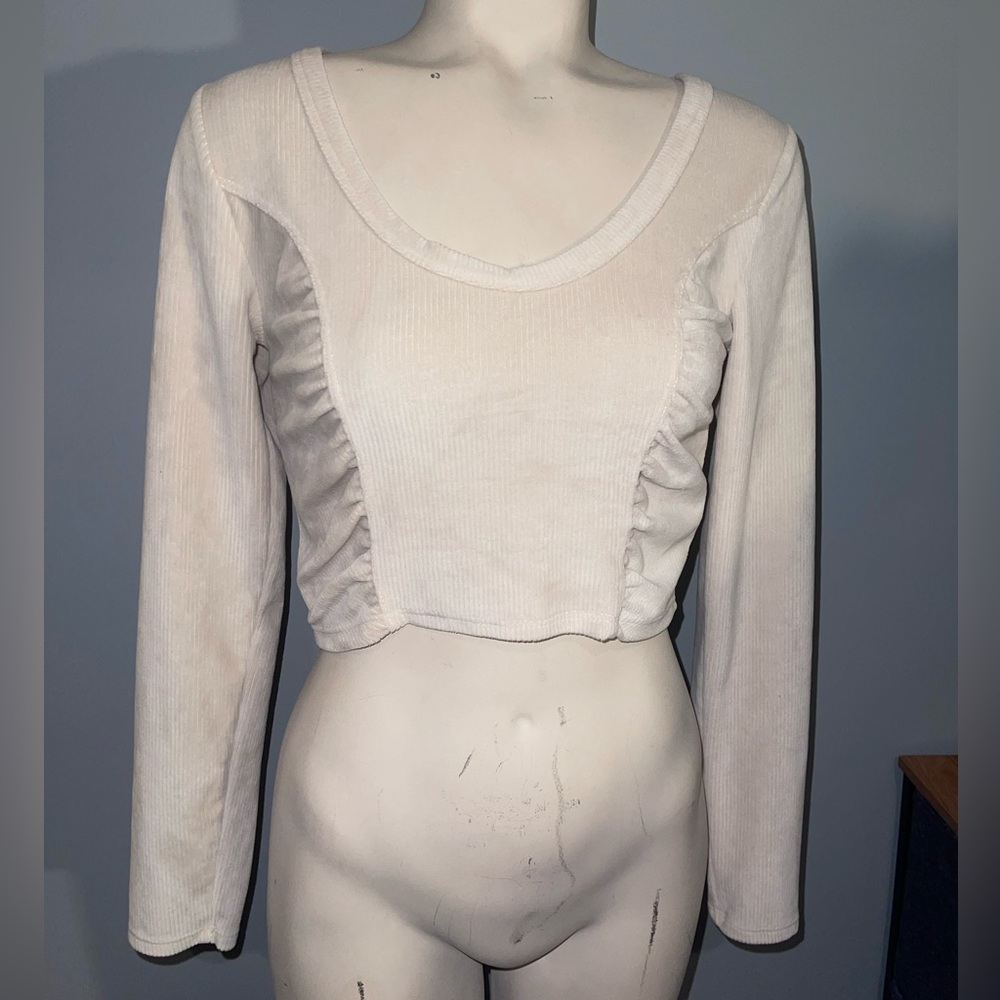 Altar'd State Cream Long Sleeve Crop Top soft shirt tee blouse woman’s XS